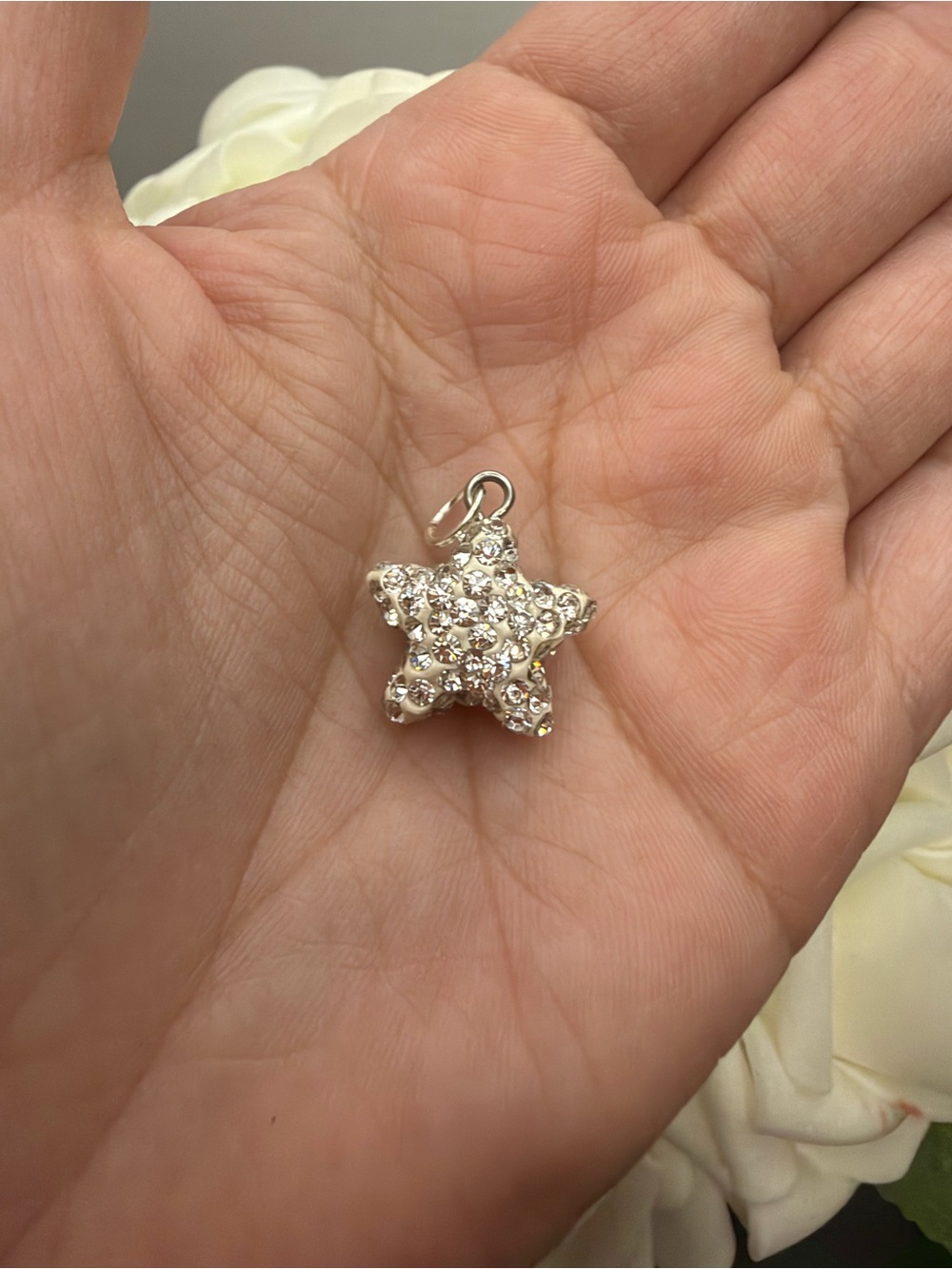 Silver tone  Crystal Star Charm Pendant - Clear